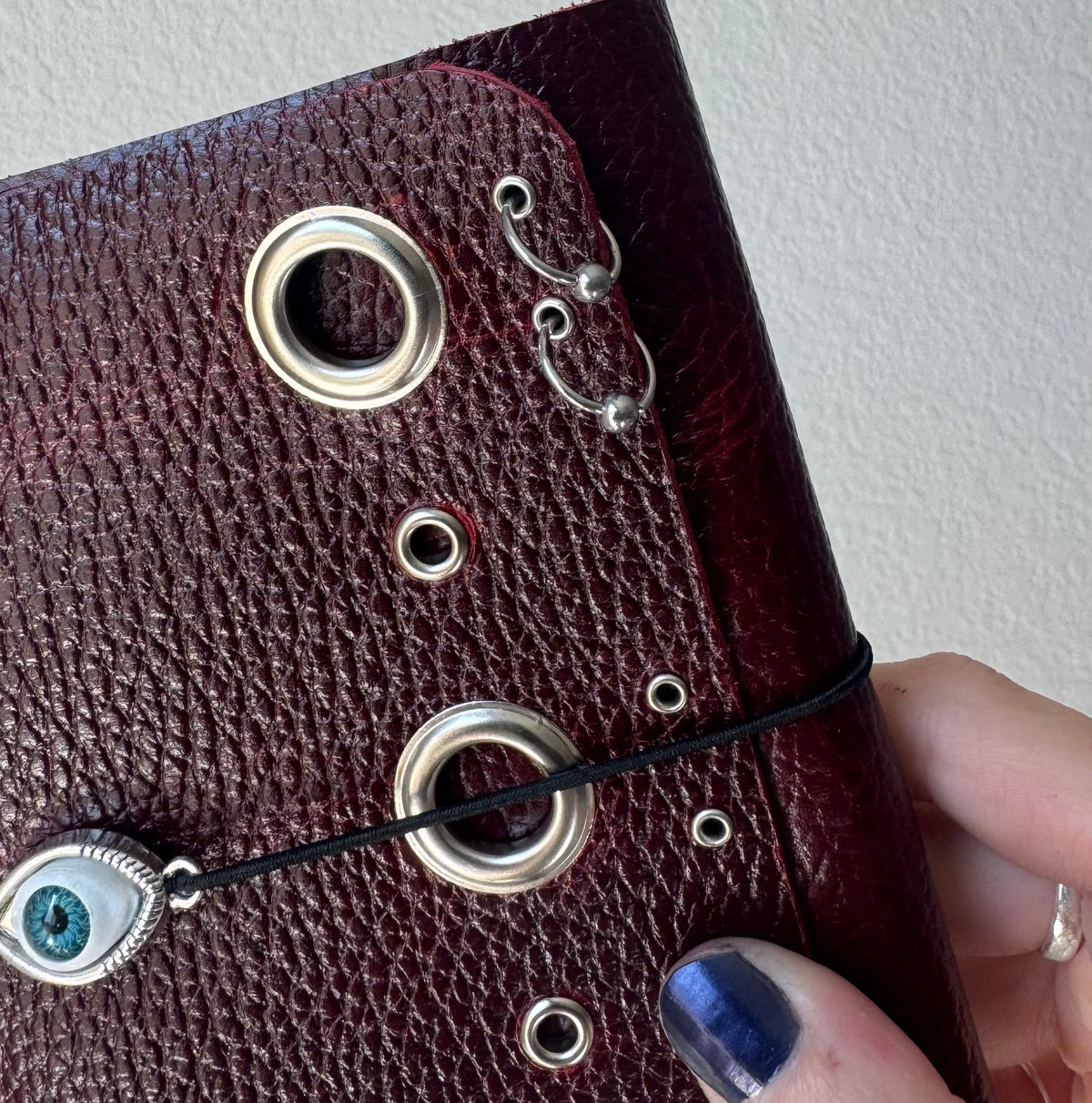 Grommet + Pierced + Eyeball Burgundy Leather Handmade Journal LIMITED FALL DROP