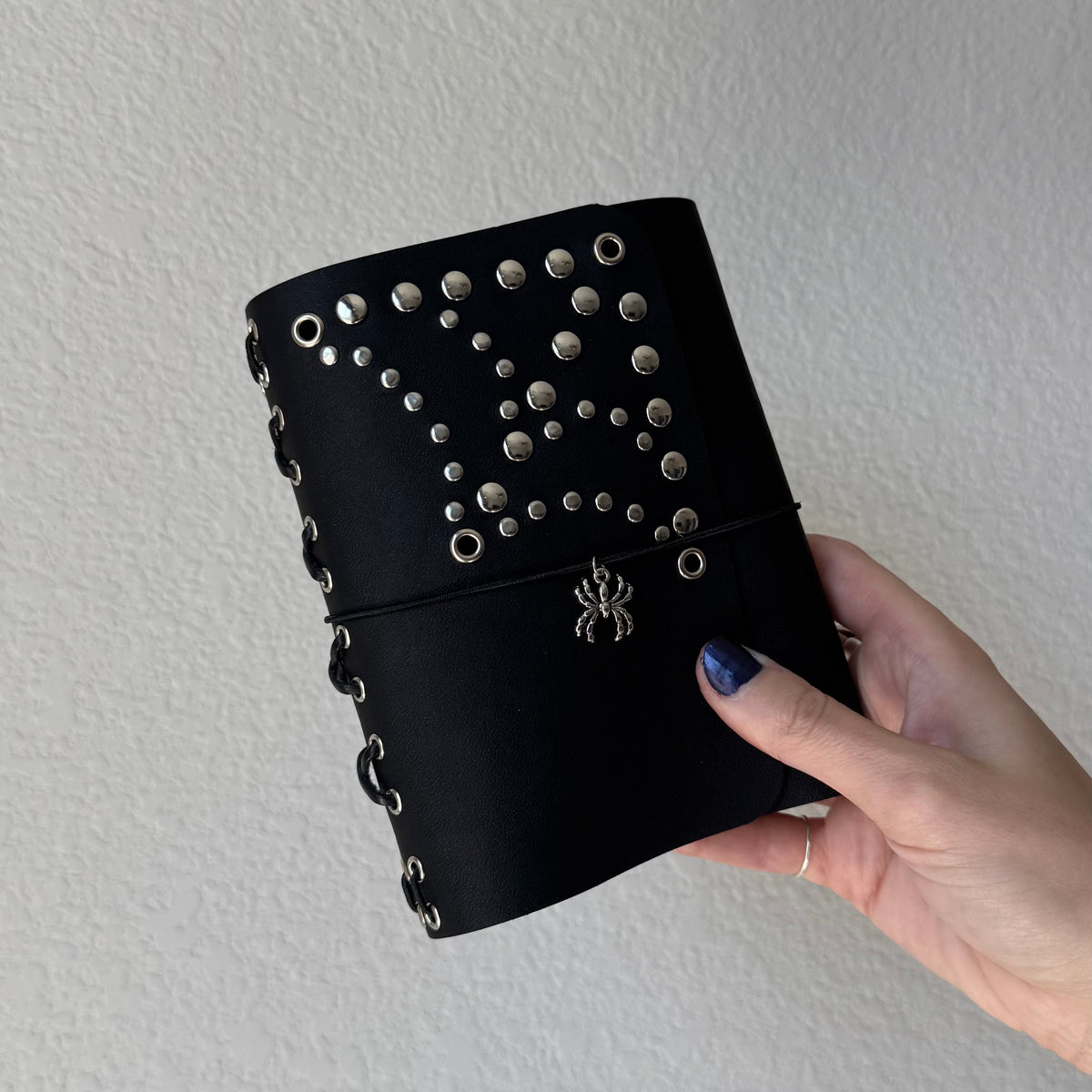 Spiderweb + Spider + Corset Detail Leather Handmade Journal LIMITED FALL DROP