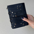 Starry Night Navy with Corset Detail Leather Handmade Journal LIMITED FALL DROP